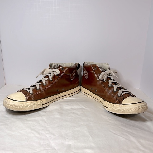 Converse All Star Chuck Taylor Street Mid brown leather men’s size 13 pre-owned. - Picture 4 of 9